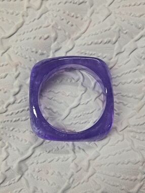 Purple Marbled Acrylic Square Bangle Bracelet